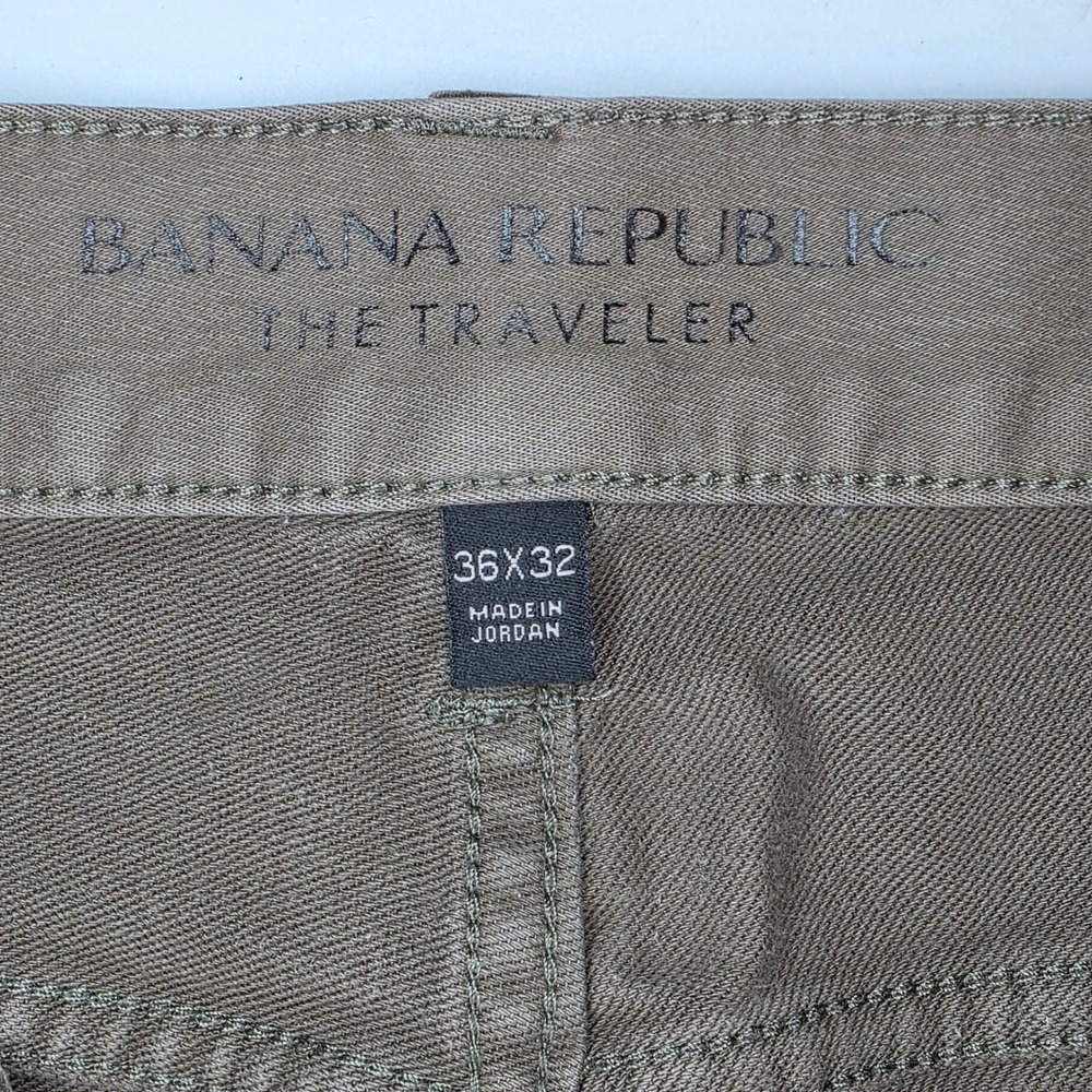 Banana Republic Slim Traveler Pants Bracken Olive | Mens 36x32 - Picture 3 of 12